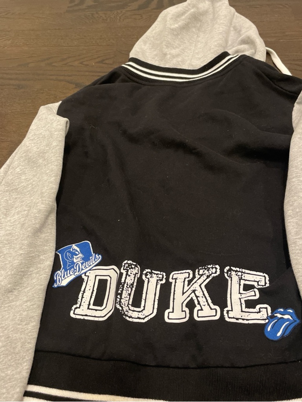 Duke University Black & Gray Hooded Varsity Jacket - Picture 3 of 4